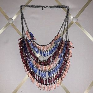 Multi-strand Colored Drop Necklace